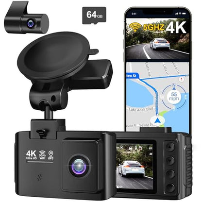 Dash Cam: 4K+2.5K Dual Channel Dash Camera for Cars with – Front View