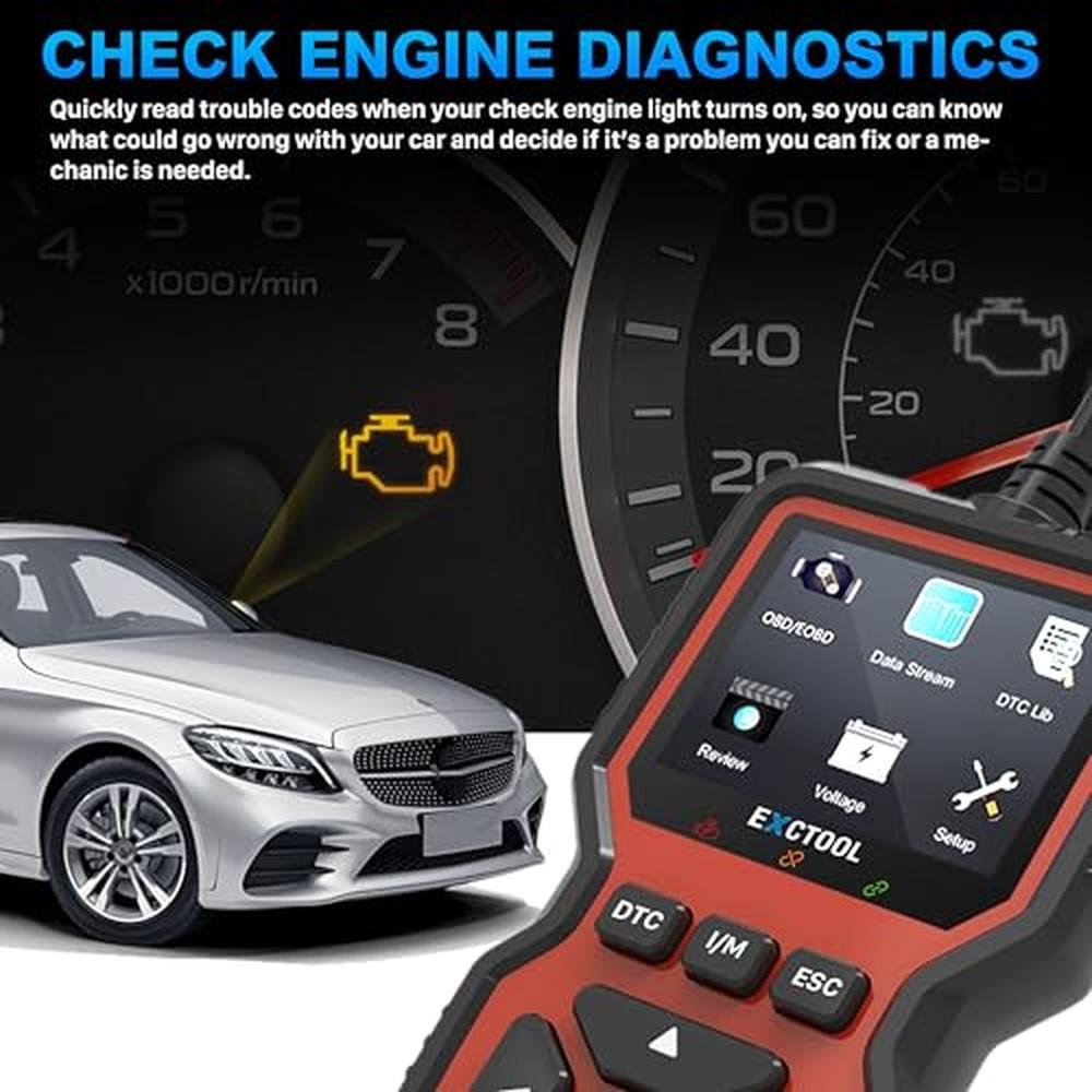 Exctool Car OBD2 Scanner Diagnostic Tool Vehicle Check – Side View