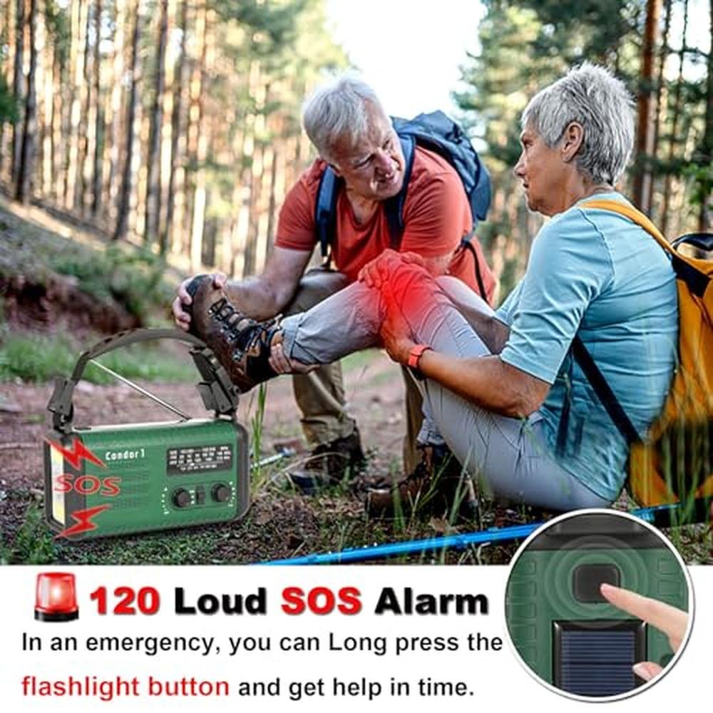 Radio Emergency: 20000mAh Hand Crank Emergency Radio AM FM – In Use