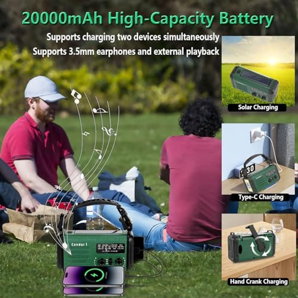 Radio Emergency: 20000mAh Hand Crank Emergency Radio AM FM – Packaging