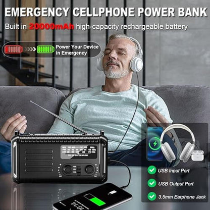 Emergency Radio: Condor 20000mAh Hand Crank AM FM NOAA – Close-up Detail