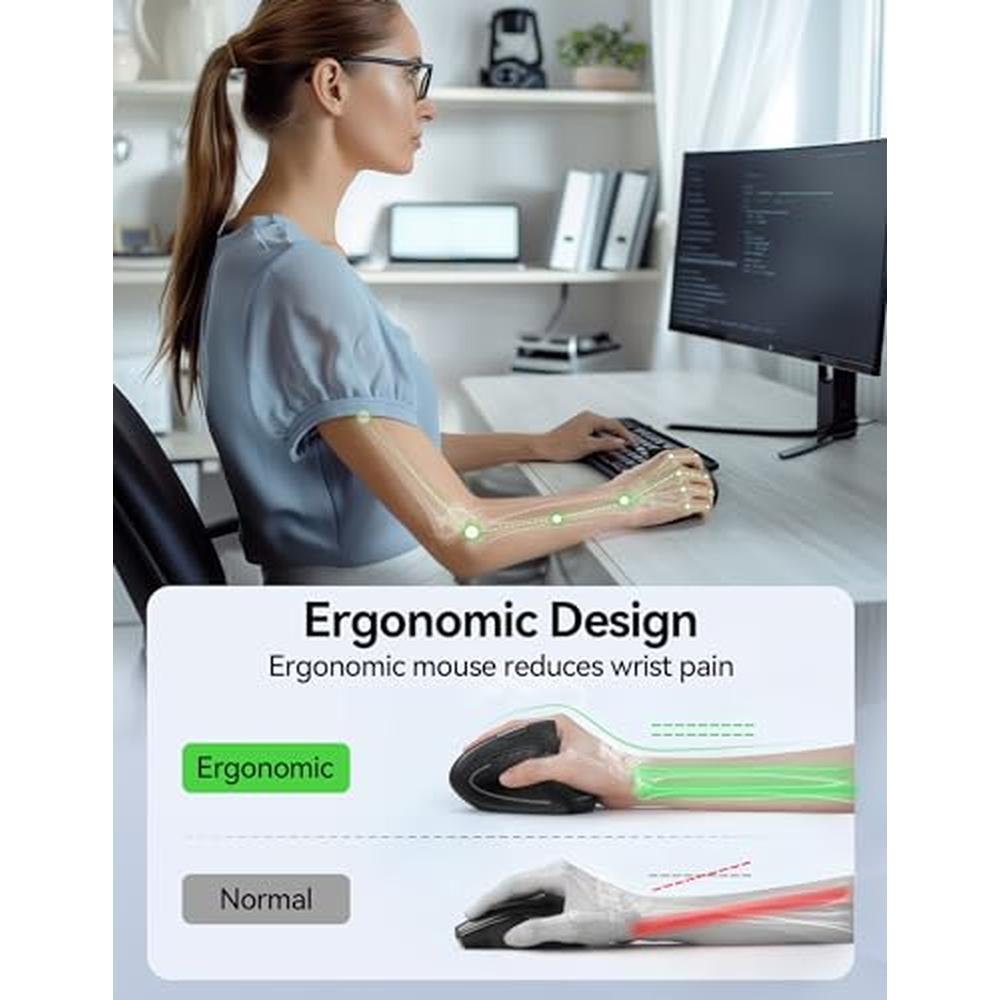 TECKNET Ergonomic Mouse Wireless – Side View