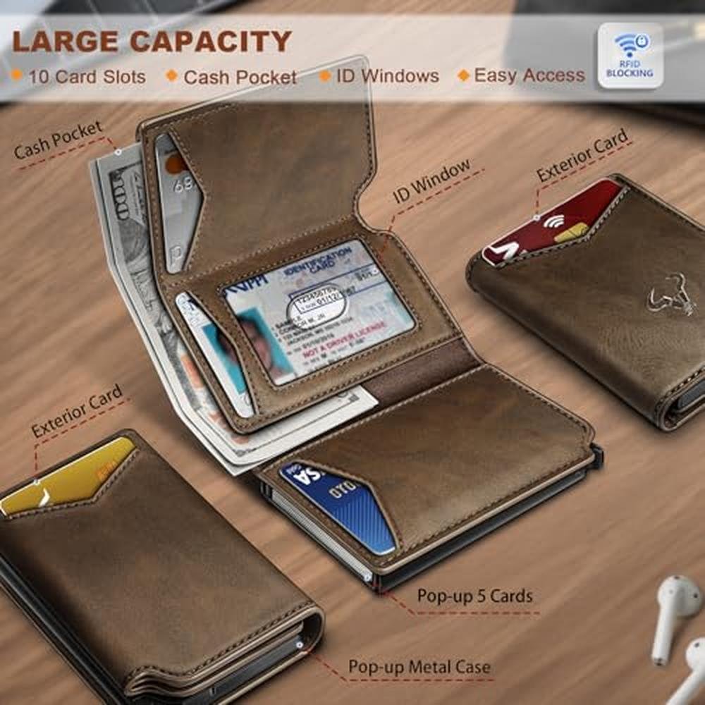 BULLIANT Men Wallet Leather Wallet Card Holders Money Clip – Side View