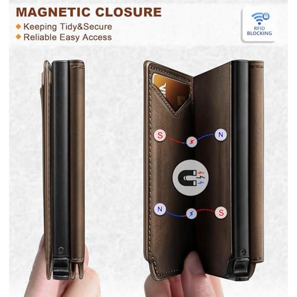 BULLIANT Men Wallet Leather Wallet Card Holders Money Clip – Close-up Detail