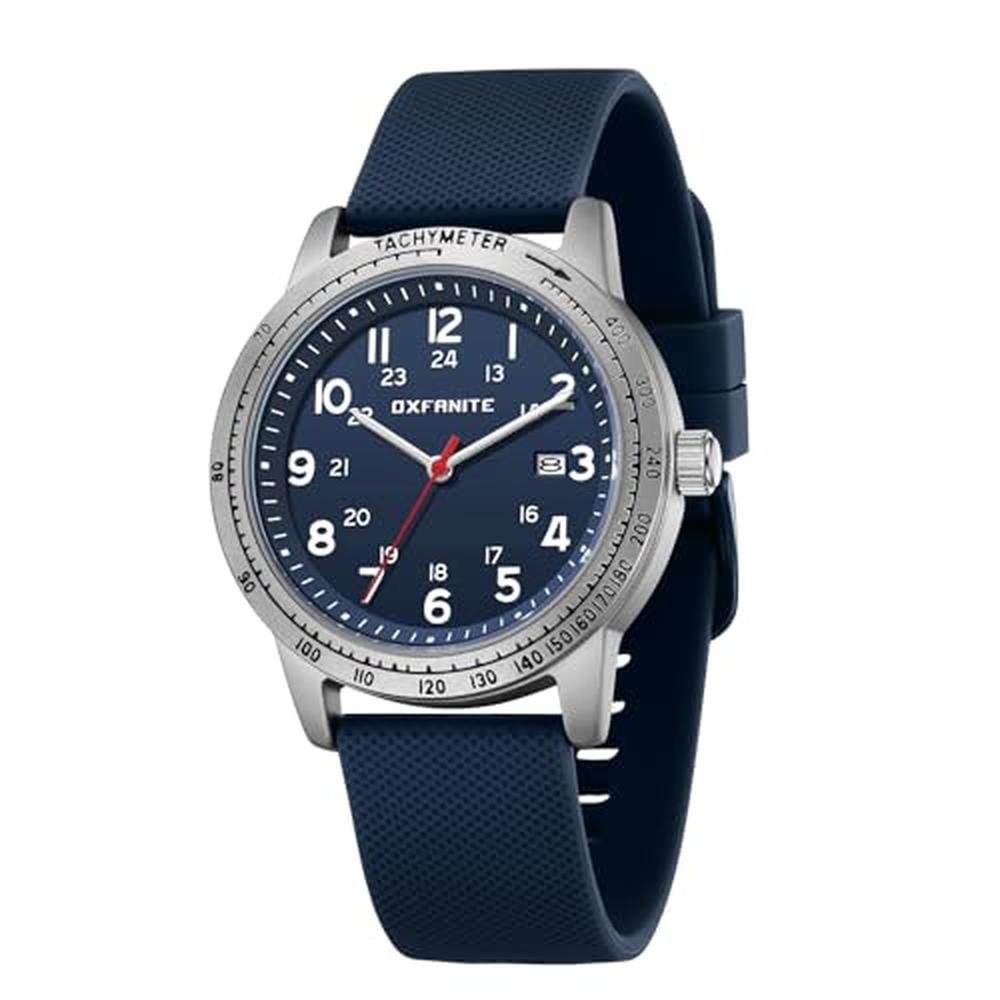 Oxfanite Mens Watch: Oxfanite 9102 Blue Military Style – Front View