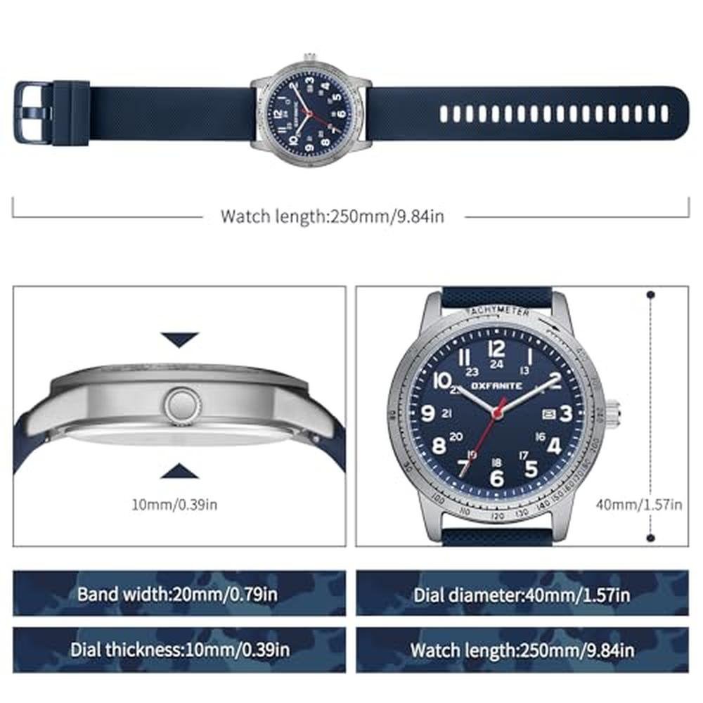 Oxfanite Mens Watch: Oxfanite 9102 Blue Military Style – Close-up Detail
