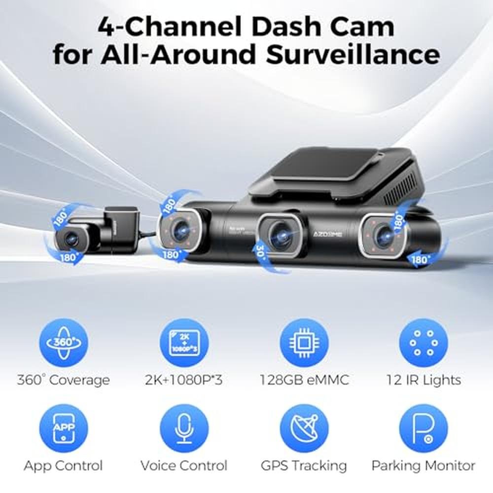 AZDOME 360 4 Channel Dash Cam – Side View