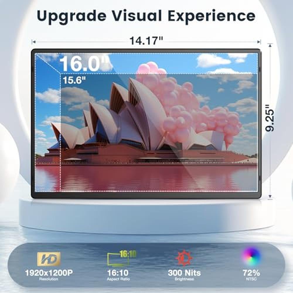 Monitor Flytocca: FLYTOCCA Portable 16-inch 1200P FHD – Side View