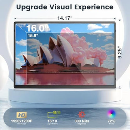 Monitor Flytocca: FLYTOCCA Portable 16-inch 1200P FHD – Side View