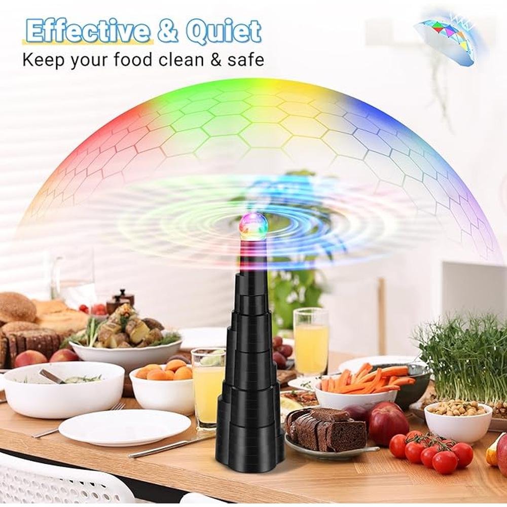 Fly 4pack: QNIZNOE Rechargeable Fly Fans with LED Light – Close-up Detail