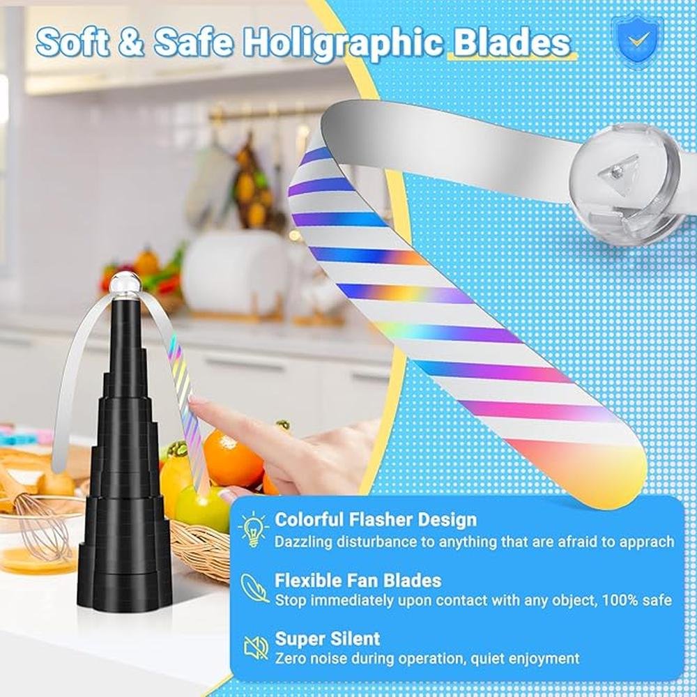 Fly 4pack: QNIZNOE Rechargeable Fly Fans with LED Light – Packaging