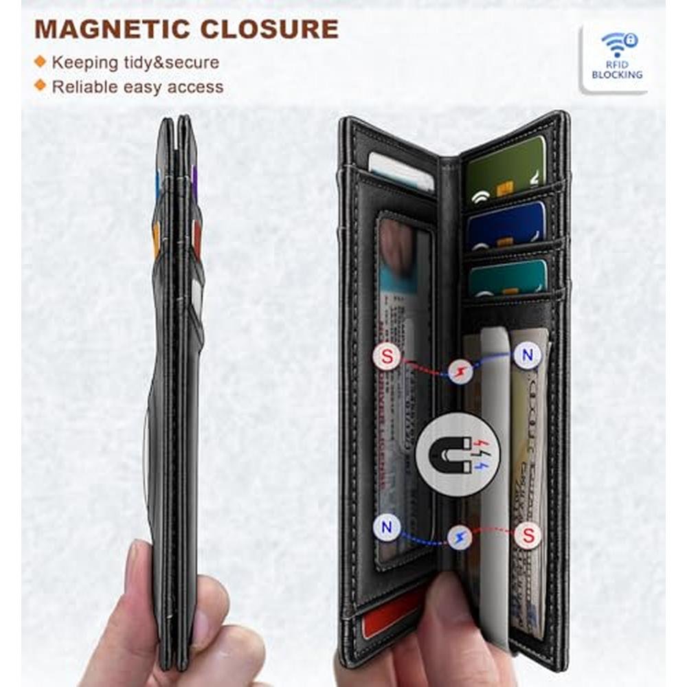 BULLIANT Men Airtag Wallet: Slim Wallet Money Clip Card – Close-up Detail