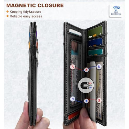 BULLIANT Men Airtag Wallet: Slim Wallet Money Clip Card – Close-up Detail