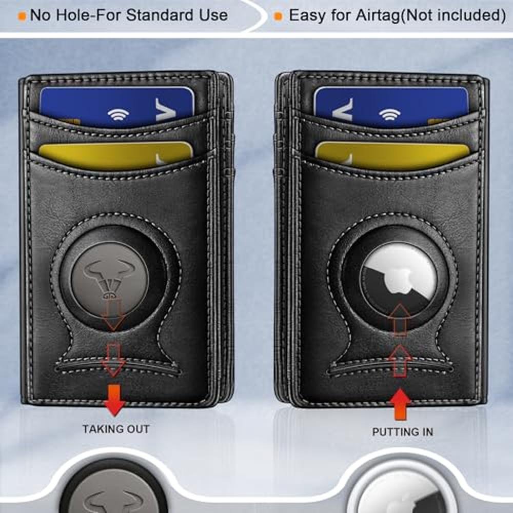 BULLIANT Men Airtag Wallet: Slim Wallet Money Clip Card – In Use