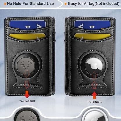 BULLIANT Men Airtag Wallet: Slim Wallet Money Clip Card – In Use