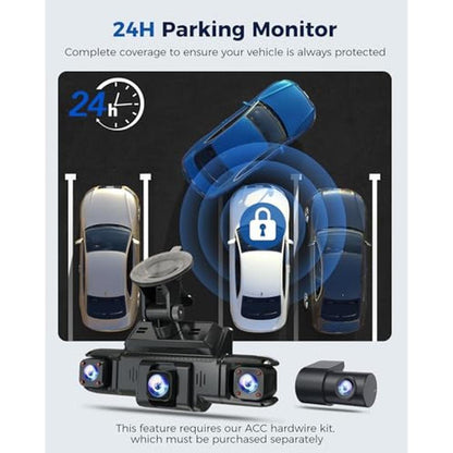 360 View: 4 Channel Dash Cam Front and Rear Left Right – In Use