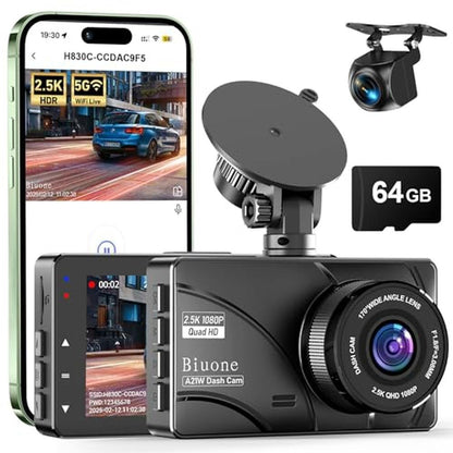 Dash Cam: Biuone Front and Rear 2.5K Dual Dash Camera – Front View