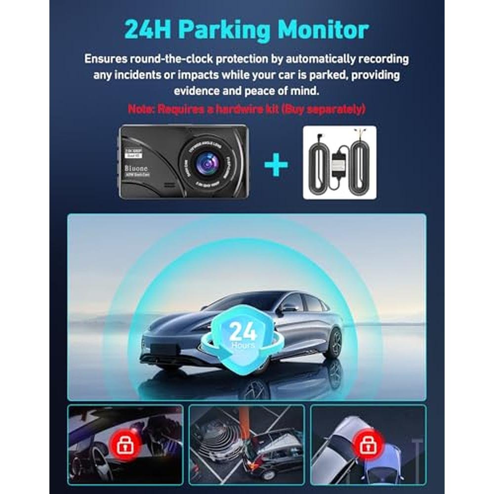 Dash Cam: Biuone Front and Rear 2.5K Dual Dash Camera – In Use