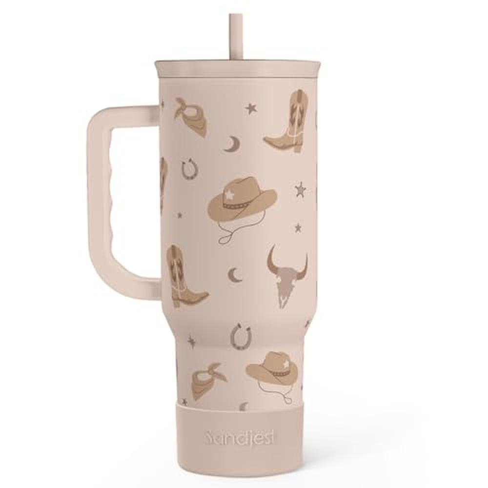 Cowgirl Tumbler: 40oz Stainless Steel Travel Coffee Mug – Front View