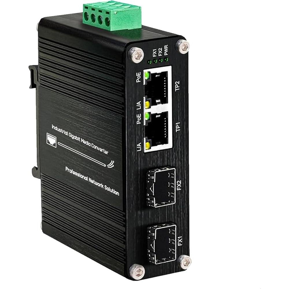 2-Port PoE Gigabit Ethernet Switch with Dual SFP Ports – Front View