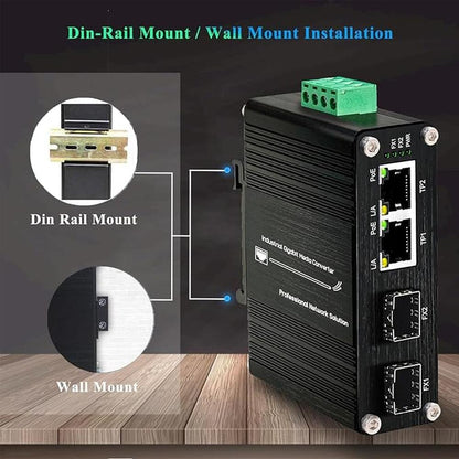 2-Port PoE Gigabit Ethernet Switch with Dual SFP Ports – Close-up Detail