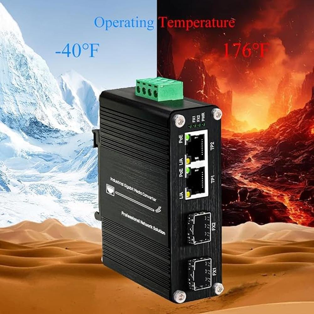 2-Port PoE Gigabit Ethernet Switch with Dual SFP Ports – In Use