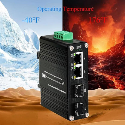 2-Port PoE Gigabit Ethernet Switch with Dual SFP Ports – In Use