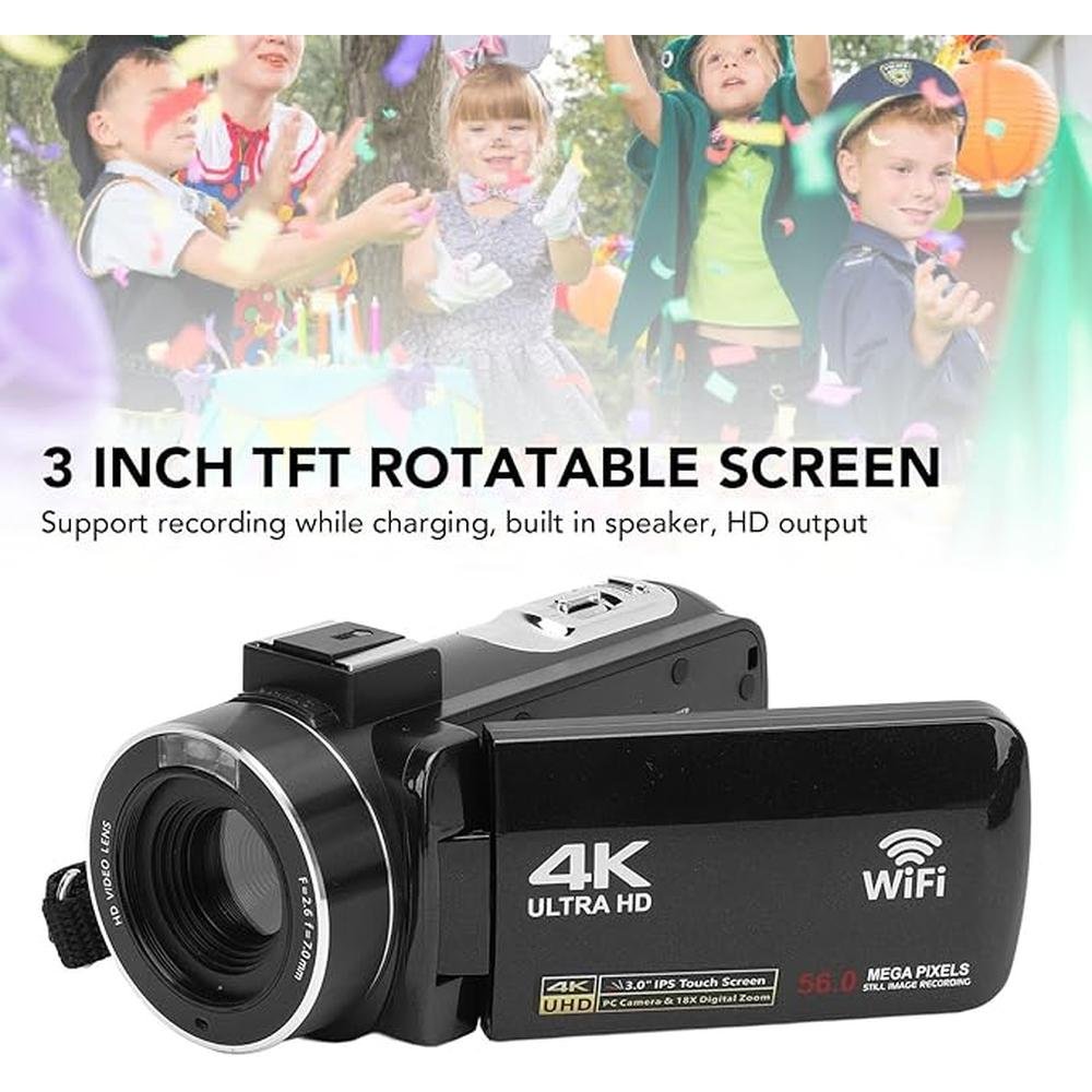 Camera Camcorder: 4K UHD 30fps 56MP HD Digital Camera – Side View