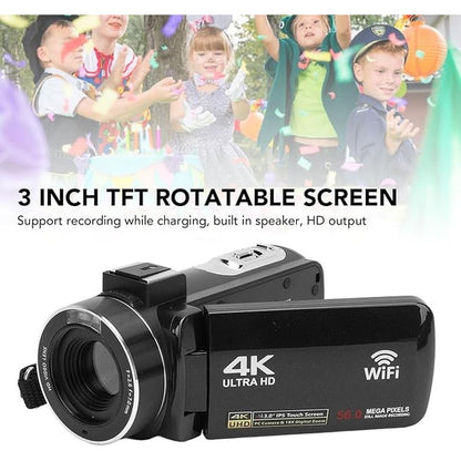 Camera Camcorder: 4K UHD 30fps 56MP HD Digital Camera – Side View