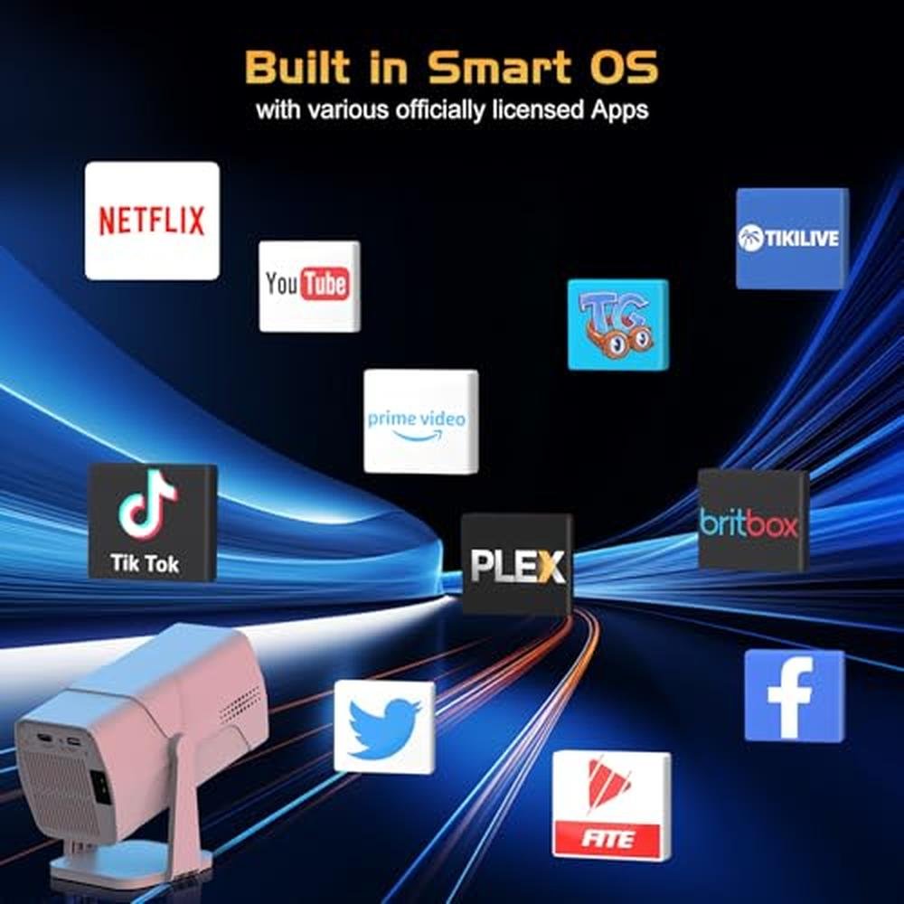 Projector Netflix: TMY 1080P Movie Projector with WiFi and – Side View
