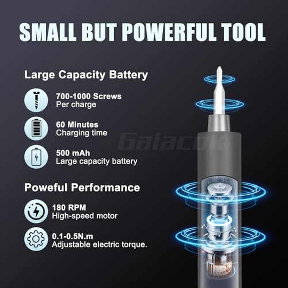 Screwdriver Electric: 3.7V Precision Screwdriver Set – Side View