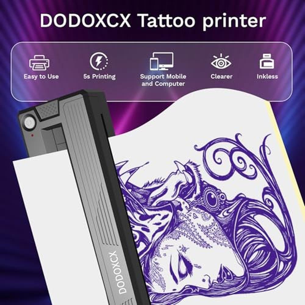 Tattoo Printer: 2026 New Portable Wireless Bluetooth – Side View