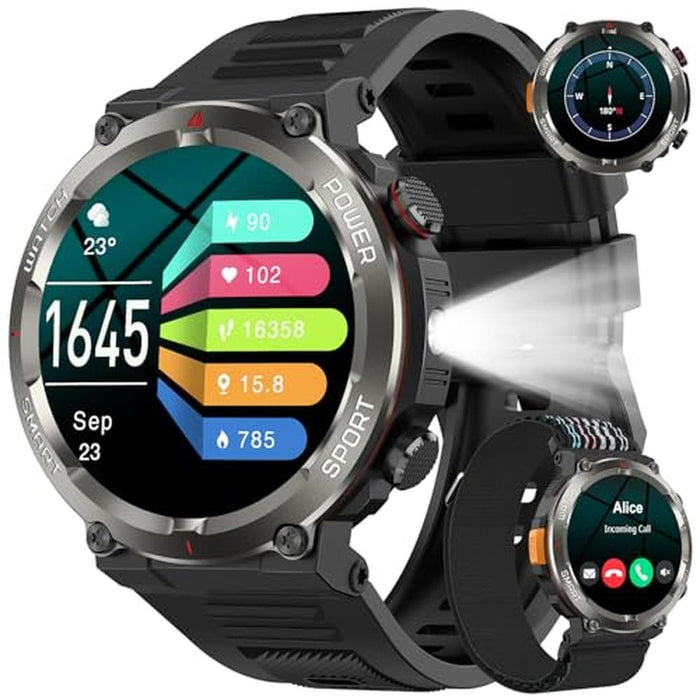 Watch Men: Military Smart Watch for Men 100 Days Battery – Front View