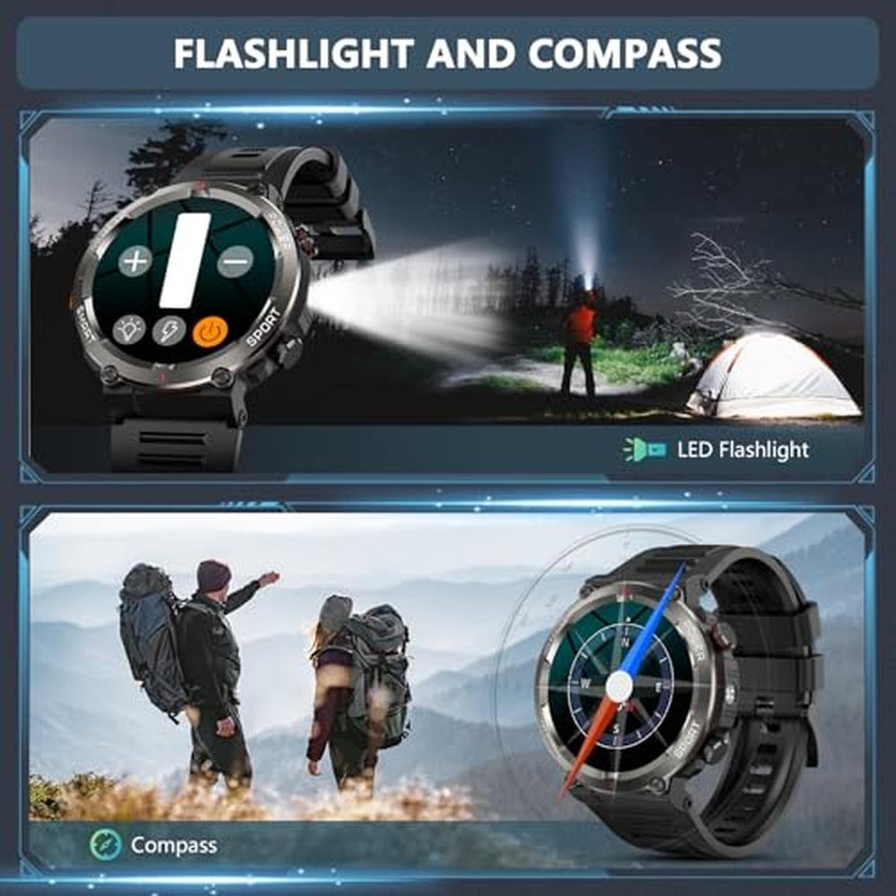 Watch Men: Military Smart Watch for Men 100 Days Battery – Close-up Detail