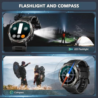 Watch Men: Military Smart Watch for Men 100 Days Battery – Close-up Detail