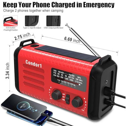 Emergency Weather Radio: 20000mAh Solar Hand Crank NOAA AM – In Use