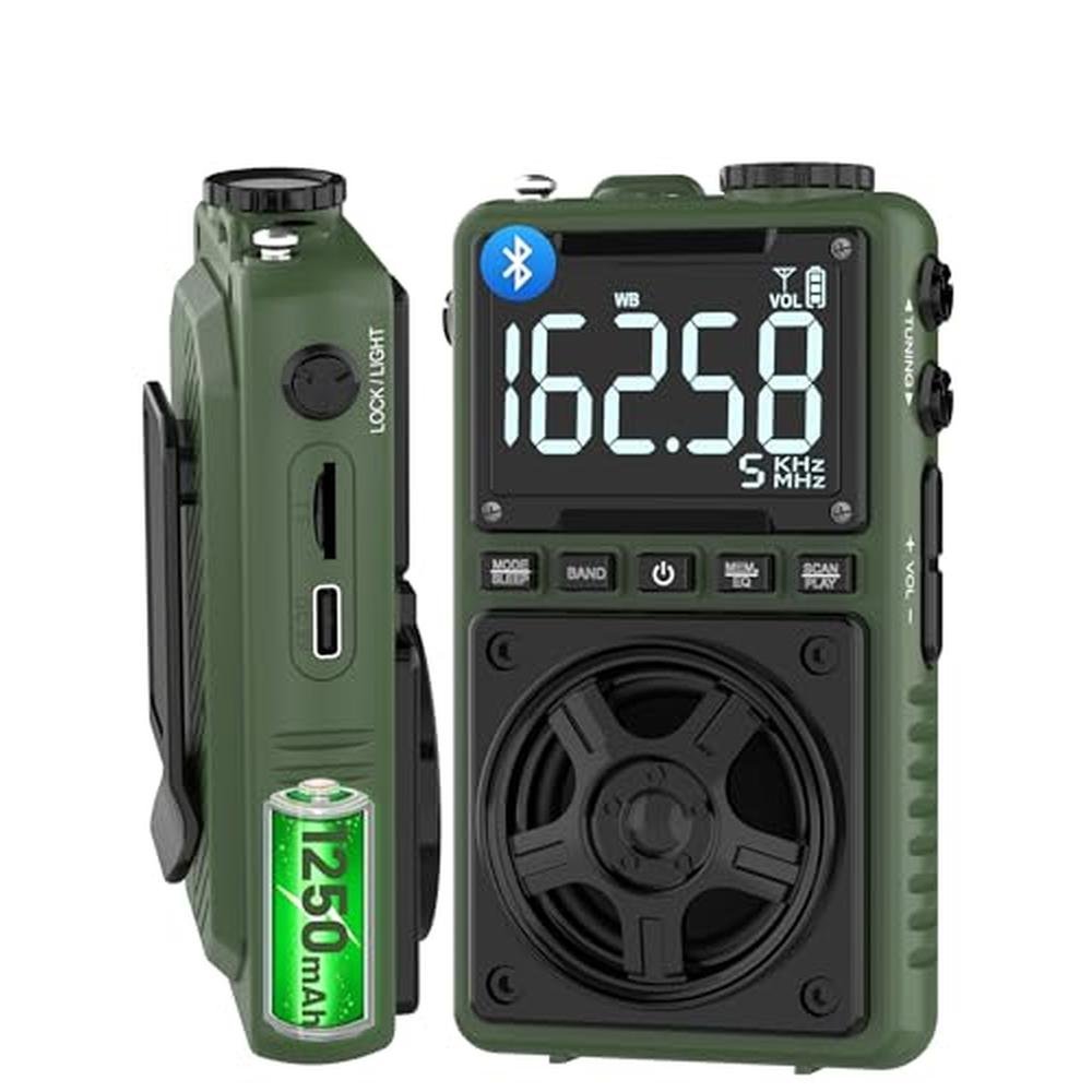 Radio Bluetooth: Portable Pocket Radio with NOAA Weather – Front View