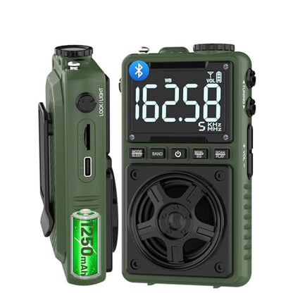 Radio Bluetooth: Portable Pocket Radio with NOAA Weather – Front View