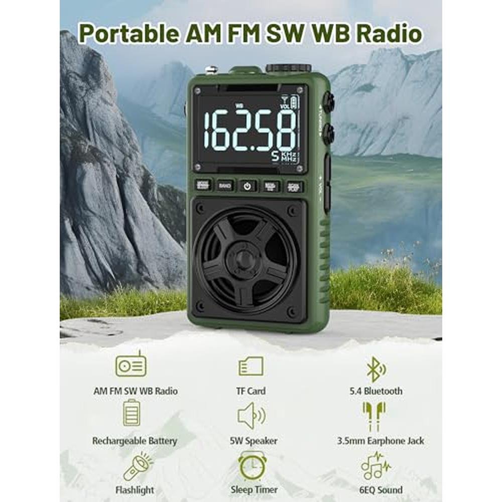 Radio Bluetooth: Portable Pocket Radio with NOAA Weather – Side View
