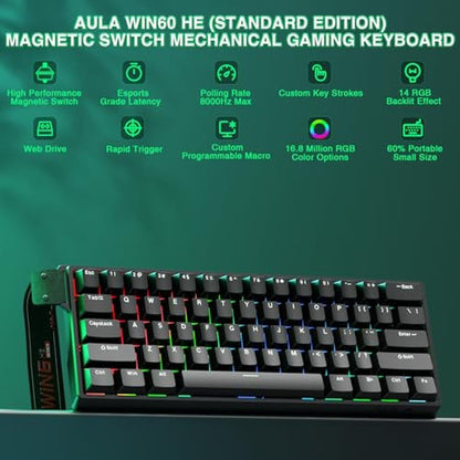 Keyboard Aula: Aula WIN60 HE 60% Mechanical Gaming Keyboard – Side View
