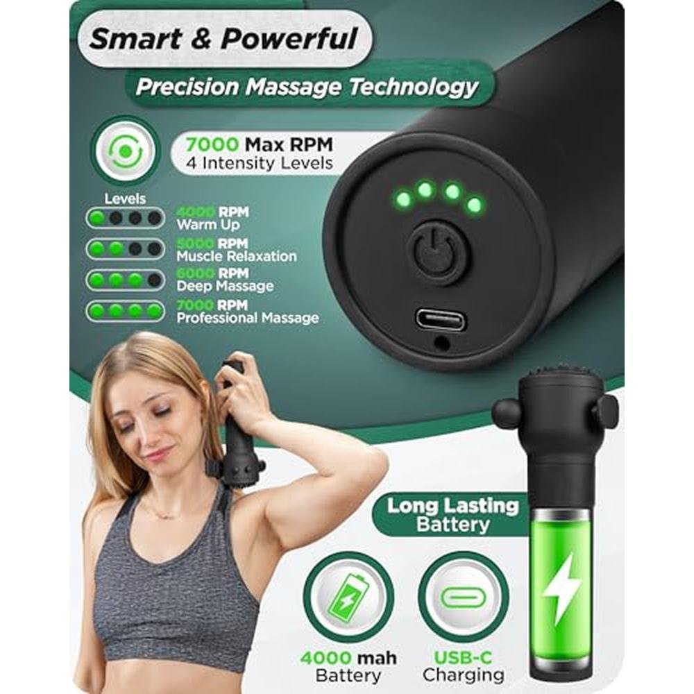 LX28 Deep Tissue Massage Gun: Portable Handheld Vibration – Side View