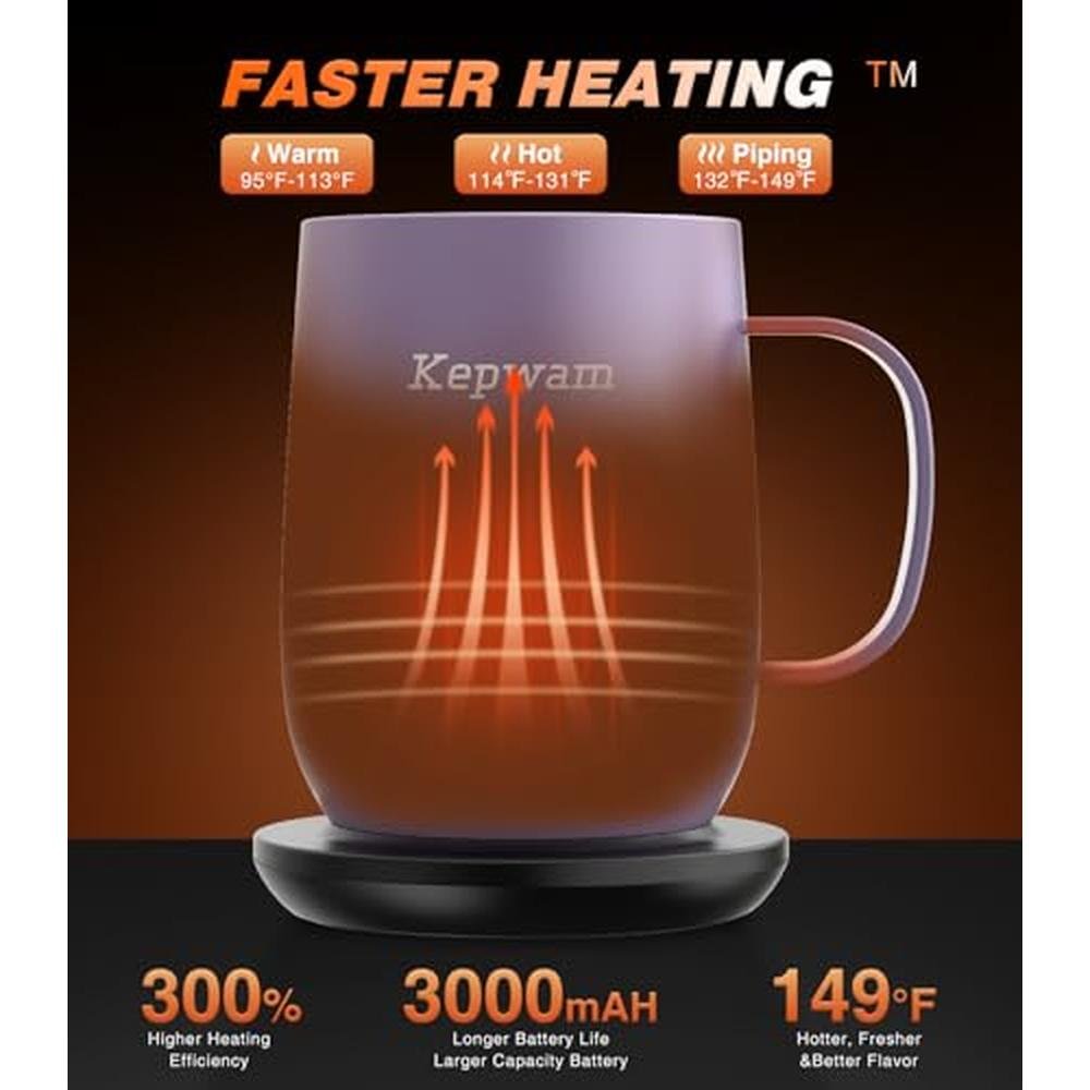 Coffee Mug: Kepwam T2 16oz Smart Heated Coffee Mug – Side View