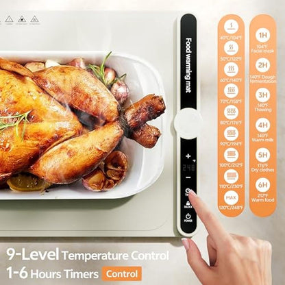 Food Warming Mat: Premium Electric Food Warmer with 9-Level – Close-up Detail