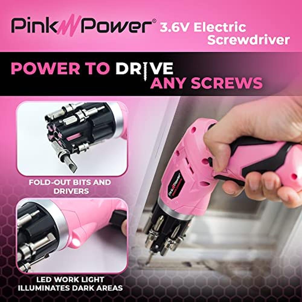 Pink Screwdriver: Pink Power PP481-LK 4V Rechargeable – Side View