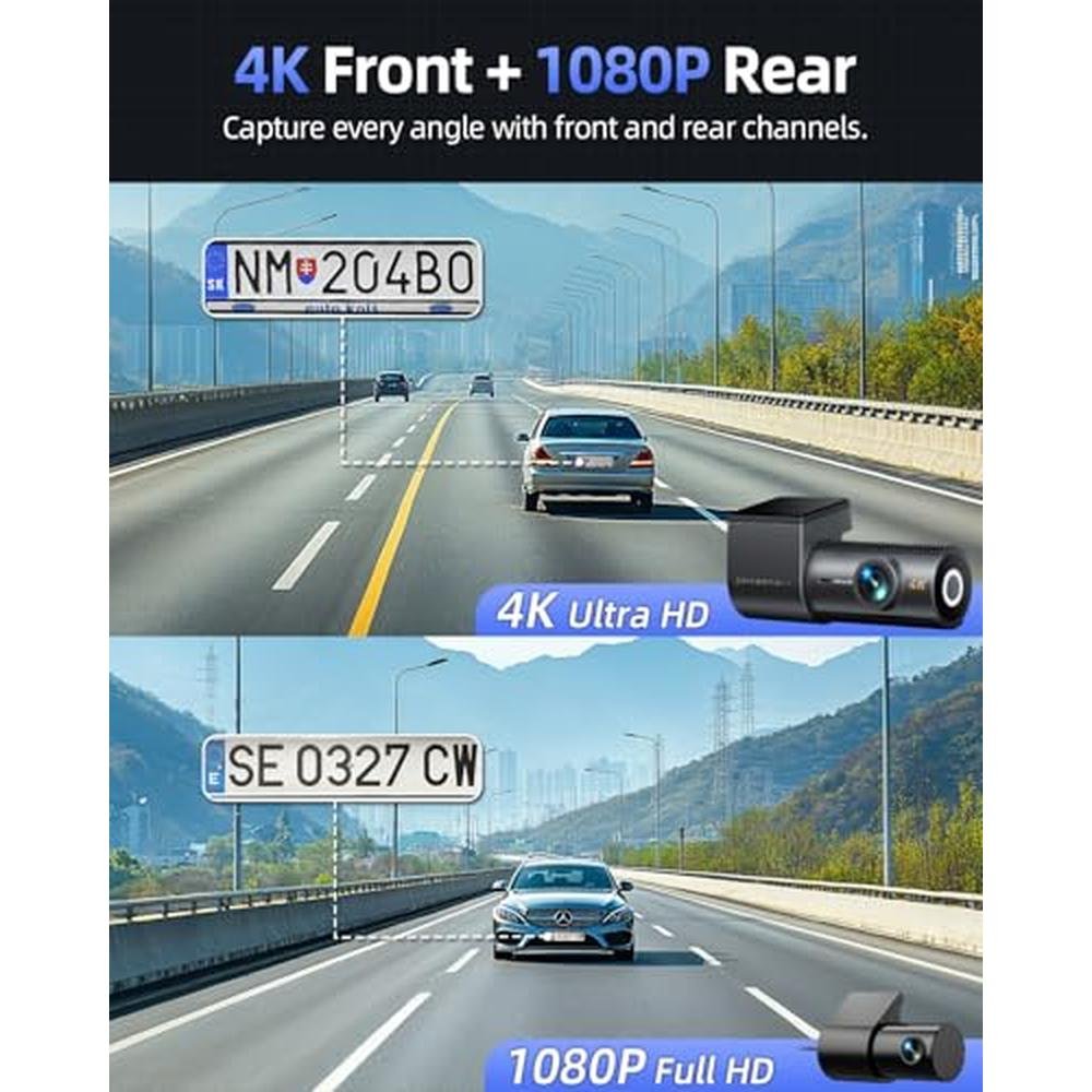 Dash Camera: 4K Dash Cam Front and Rear 64GB SD Card 1.5 – Side View