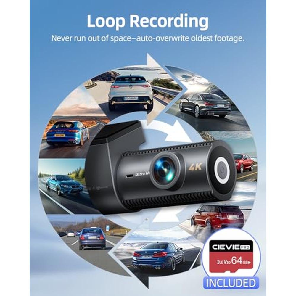 Dash Camera: 4K Dash Cam Front and Rear 64GB SD Card 1.5 – Close-up Detail