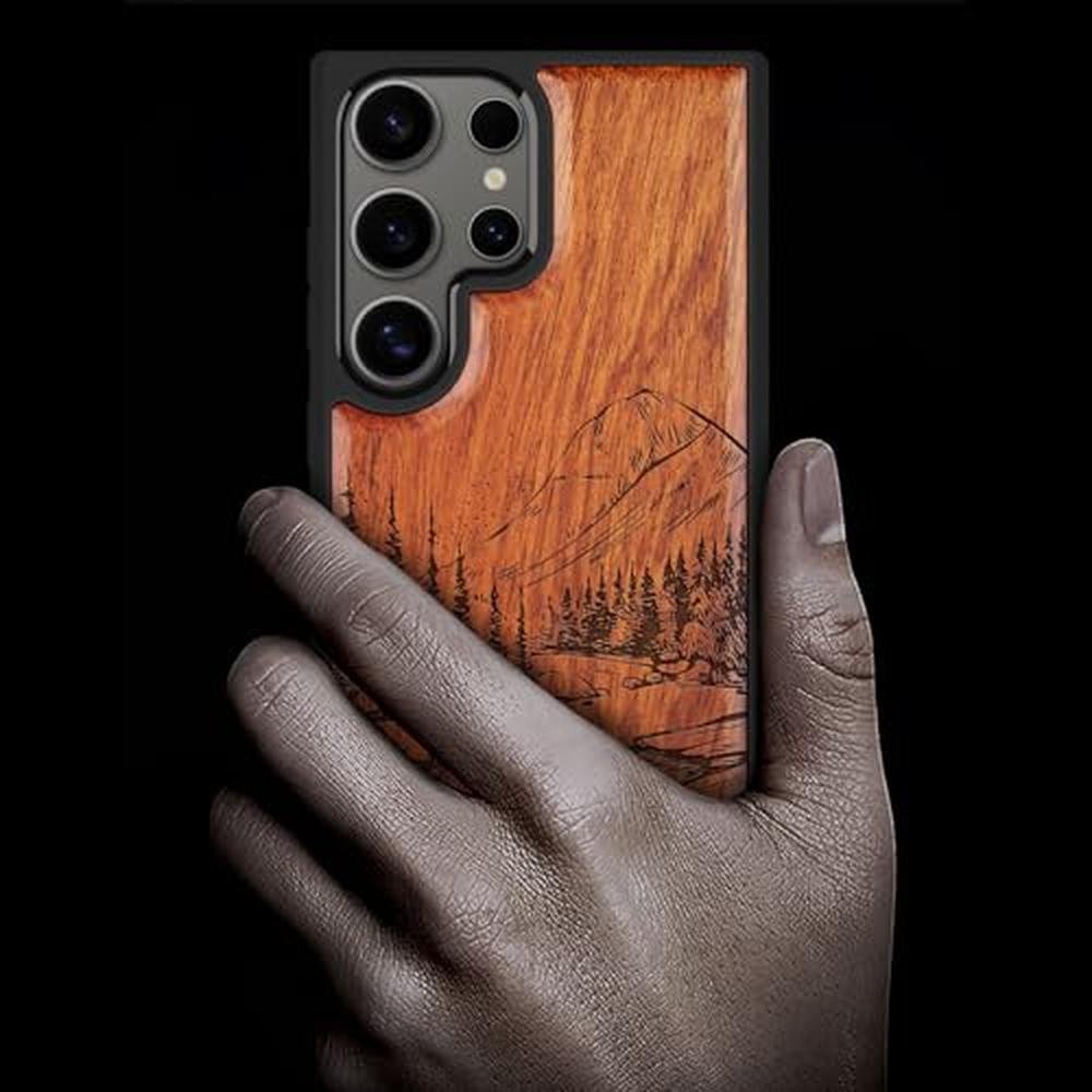 Wood Case: Carveit Galaxy S25 Ultra Natural Wood Black Soft – Side View