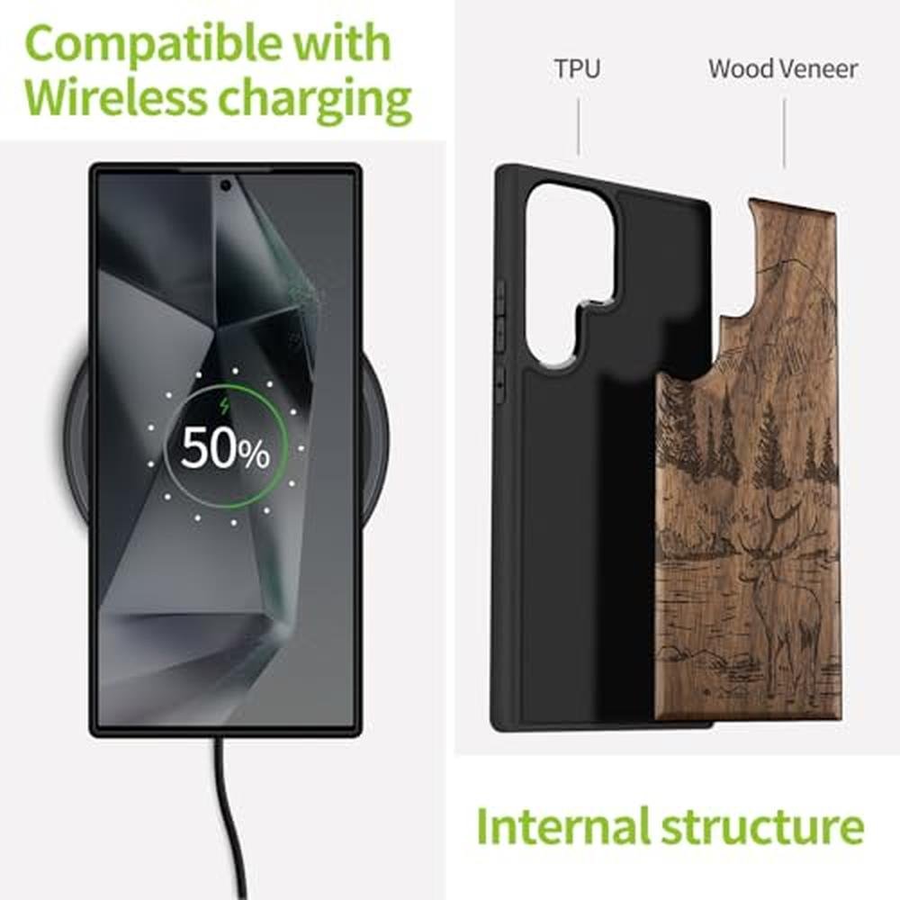 Wood Case: Carveit Galaxy S25 Ultra Natural Wood Black Soft – In Use
