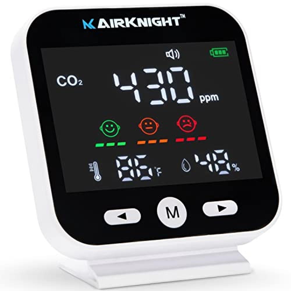 AirKnight Monitoring CO2 Monitor Indoor with Bonus Humidity – Front View