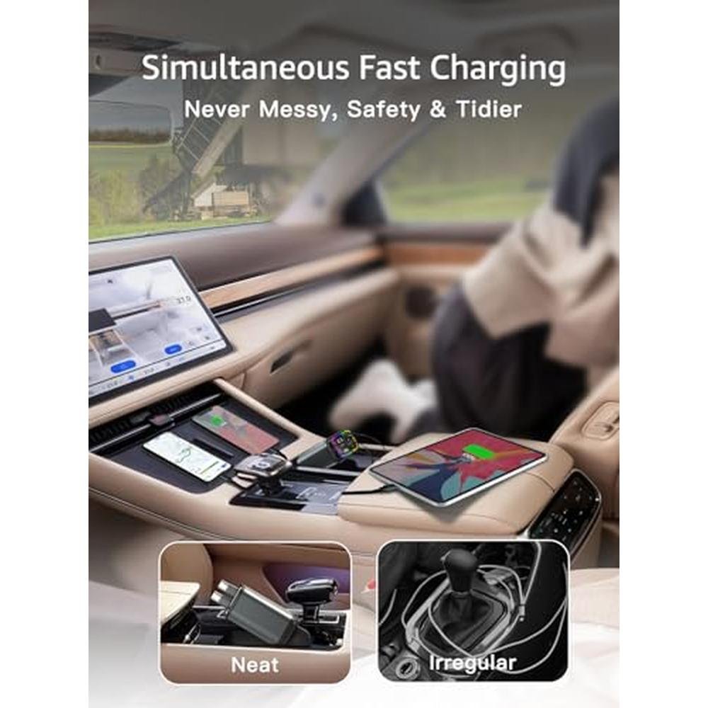 Retractable Car Charger: PDMAX 4 in 1 USB C 145W Type C Car – Close-up Detail